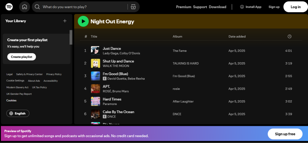 The app interface displays a music application with various song options and playlists visible on the screen